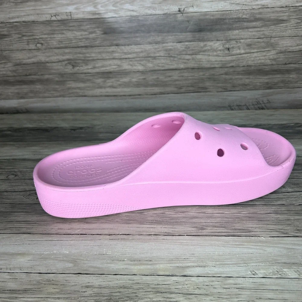 Crocs Platform‎ Slide Open Toe Womens Size 11 Sandals Pink Flamingo - Picture 7 of 9